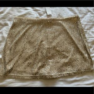 Abercrombie & Fitch A&F Sequined Mini Skort Skirt Silver Gold Side Zip Size XL